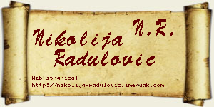 Nikolija Radulović vizit kartica